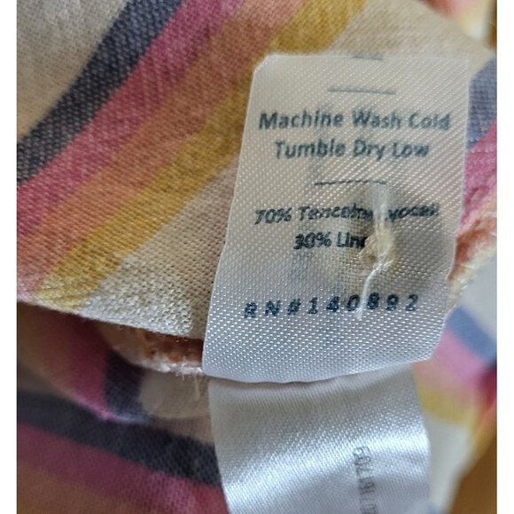 Women's Marine Layer Doze Pajama Top Sz M Blue Orange Ombre Stripe Tencel/Linen - Picture 5 of 7